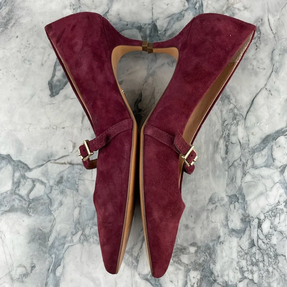 Vionic- Kit Minnie- Kitten Heel Suede Mary Jane Heels- Wine- Size 7.5 - Picture 10 of 13